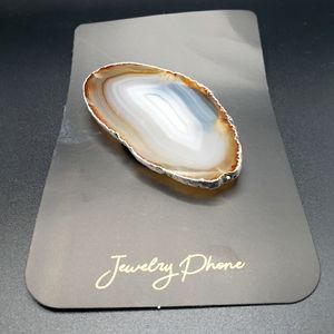 FREEFORM GOLD PLATED GREY/TAN AGATE PHONE ACCESSORIE